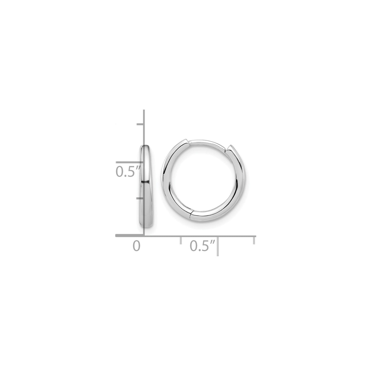 14k White Gold Hoop Earrings, Classic Hinged Design with Polished Finish