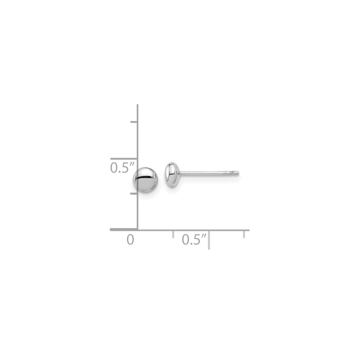 14k White Gold Ball Stud Earrings, Polished Round Minimalist Style for Women