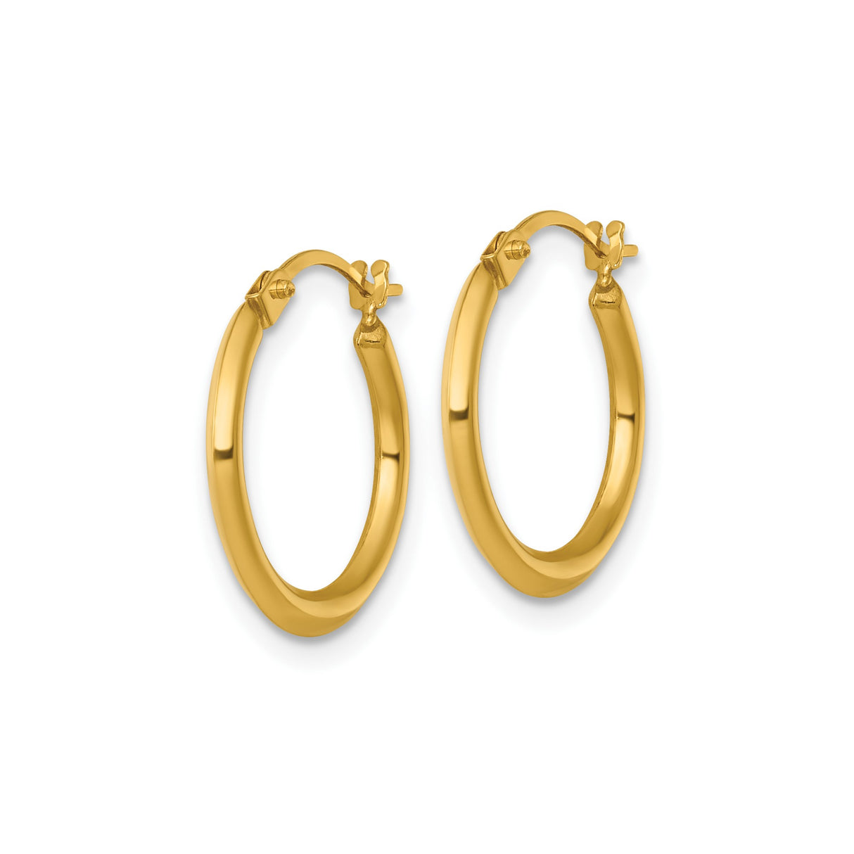 14k Yellow Gold Hoop Earrings, Polished Finish, Classic Round Lightweight Design for Women
