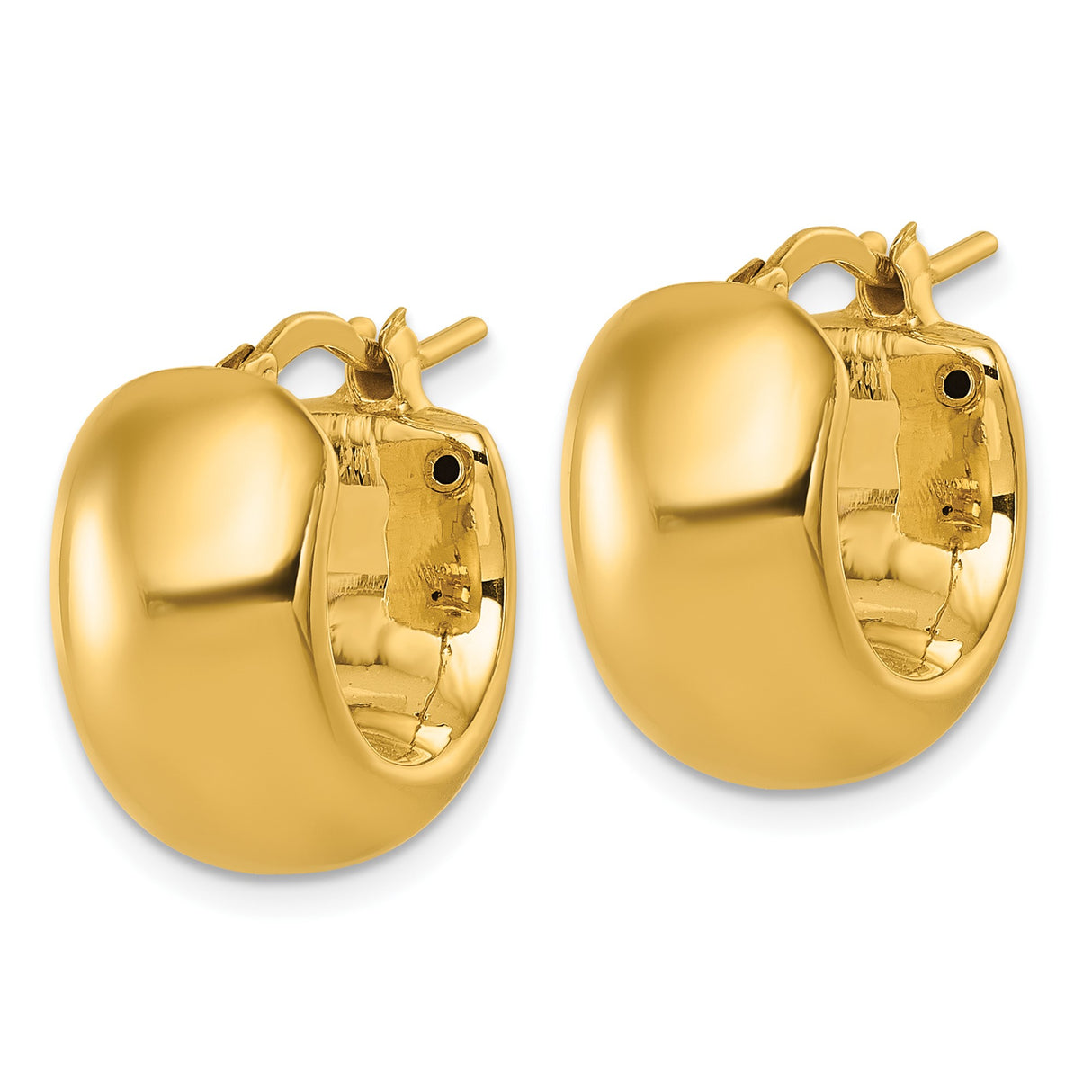 14k Yellow Gold Huggie Hoop Earrings, Classic Small Round High Polish Minimalist Style