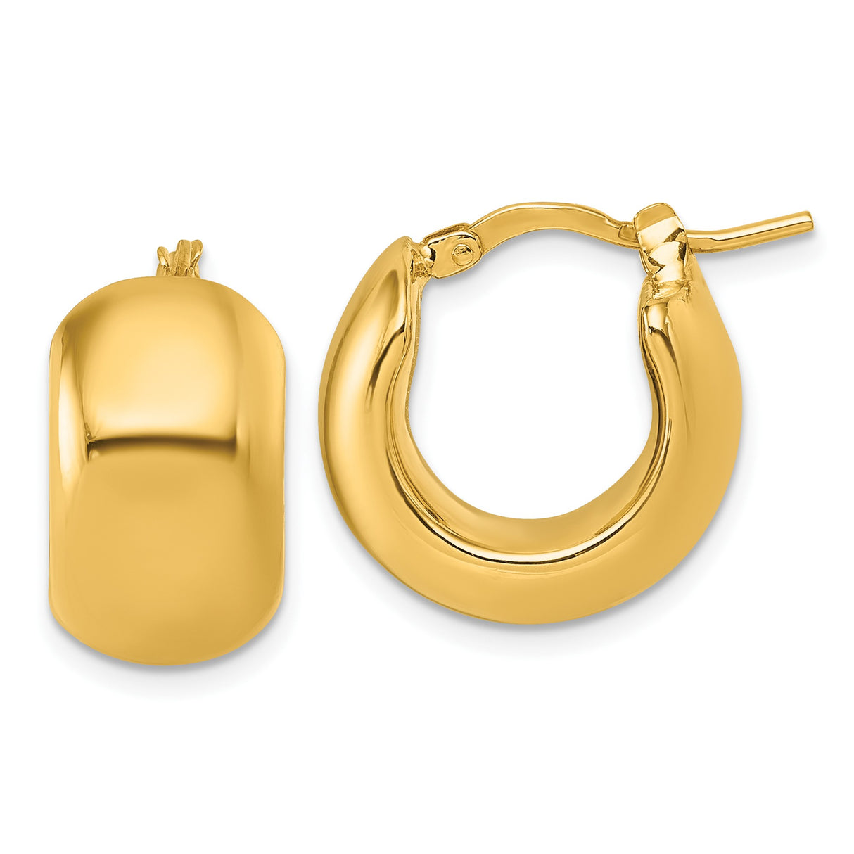 14k Yellow Gold Huggie Hoop Earrings, Classic Small Round High Polish Minimalist Style