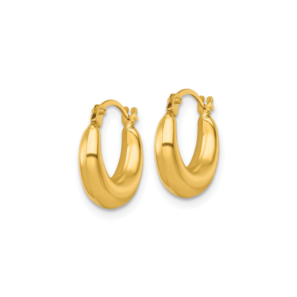 14k Yellow Gold Hoop Earrings, Small Polished Dome Hoops, Modern Minimalist Style for Women