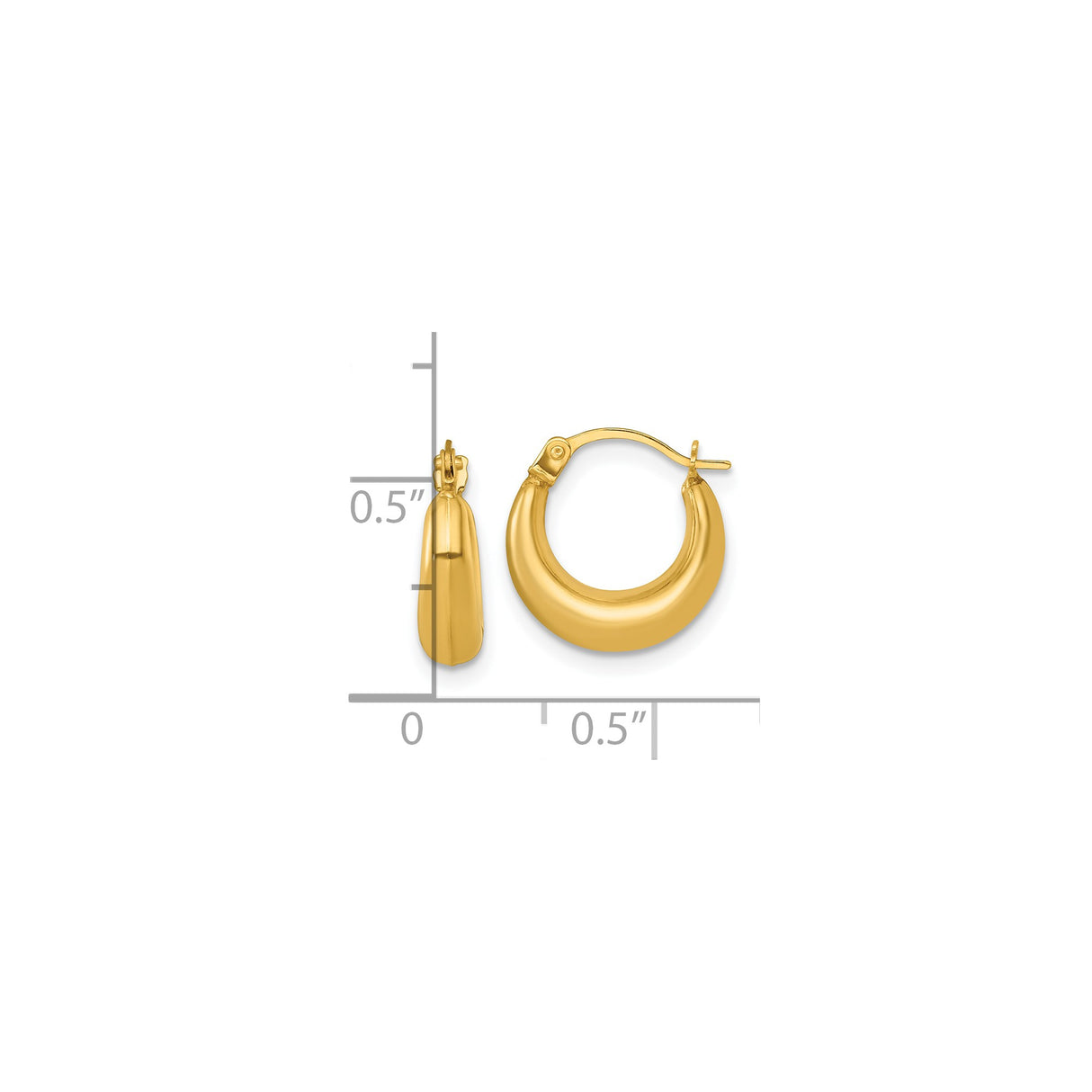 14k Yellow Gold Hoop Earrings, Small Polished Dome Hoops, Modern Minimalist Style for Women