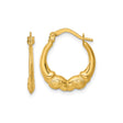 14k Yellow Gold Hoop Earrings with Vintage Scroll and Shell Motif Detailing