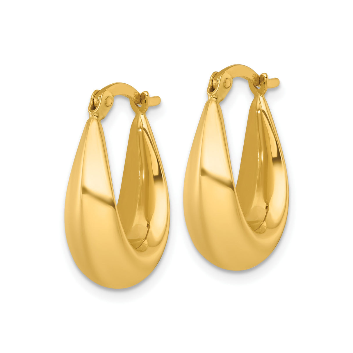 14k Yellow Gold Teardrop Hoop Earrings, Polished Finish, Lightweight Minimalist Design for Women
