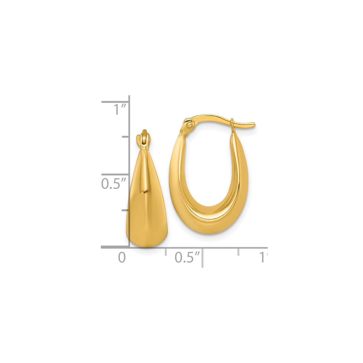 14k Yellow Gold Teardrop Hoop Earrings, Polished Finish, Lightweight Minimalist Design for Women