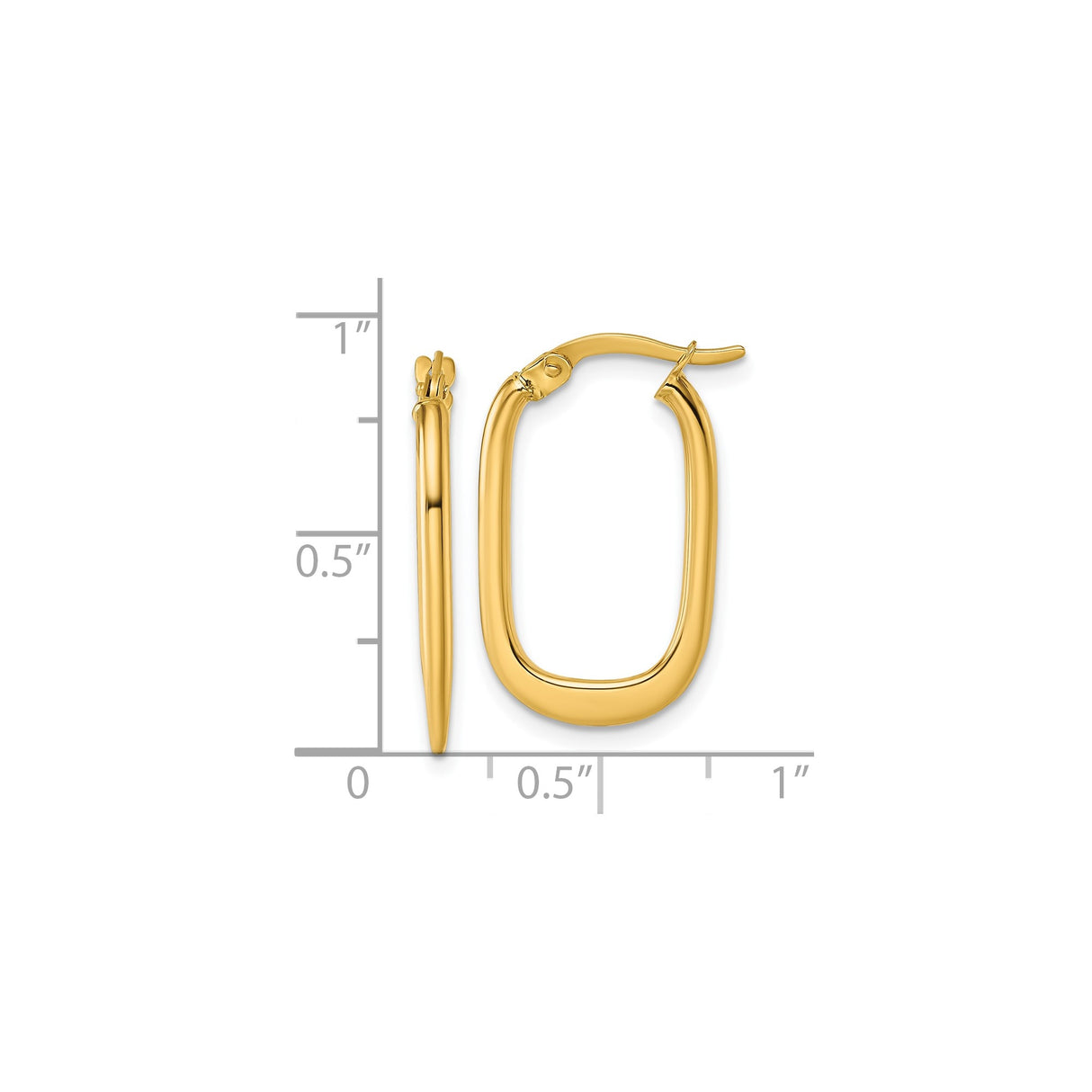 14k Yellow Gold Oval Hoop Earrings, Polished Finish, Snap Back Closure, Sleek Minimalist Design