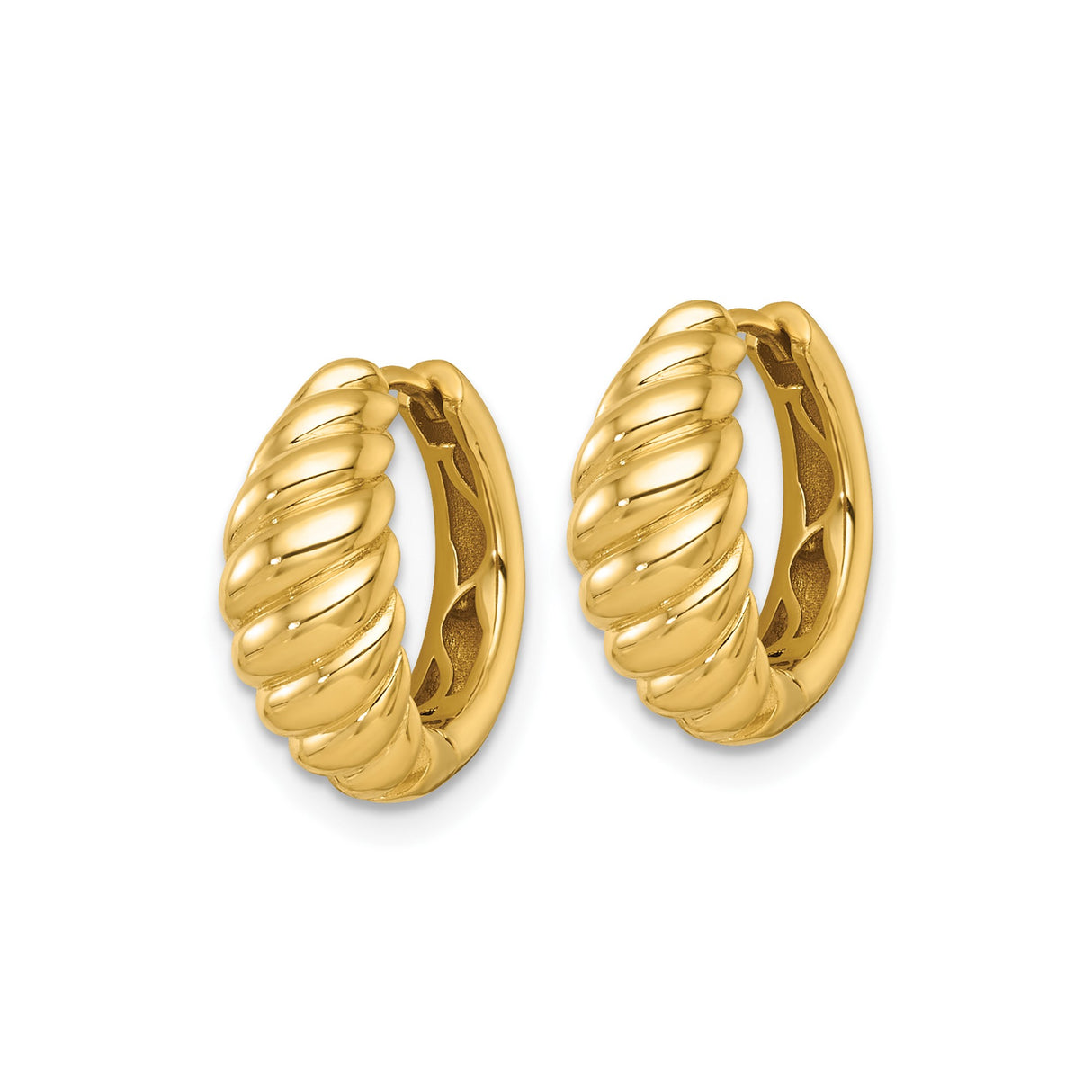 14k Yellow Gold Hoop Earrings with Twisted Rope Design and High Polish Finish