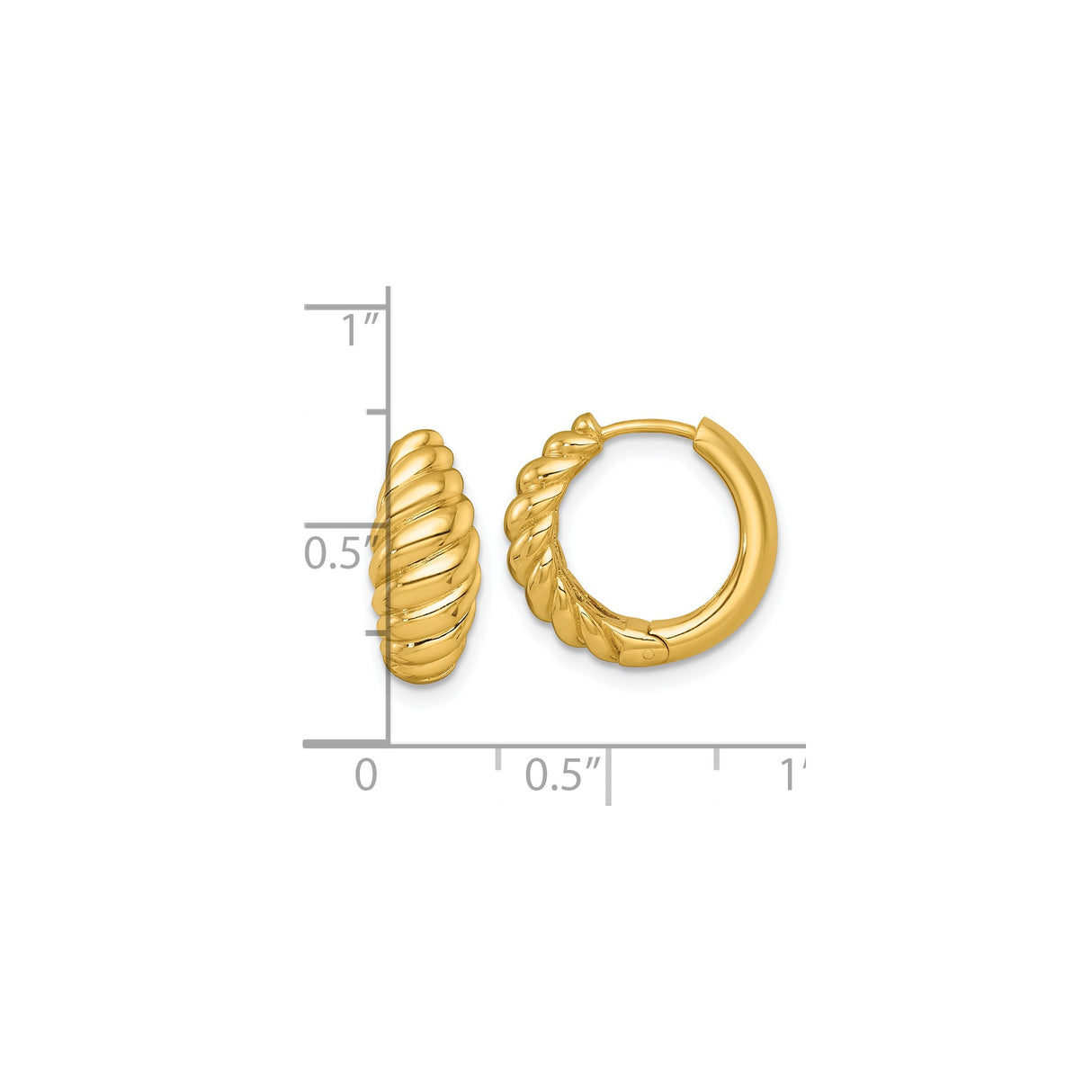14k Yellow Gold Hoop Earrings with Twisted Rope Design and High Polish Finish