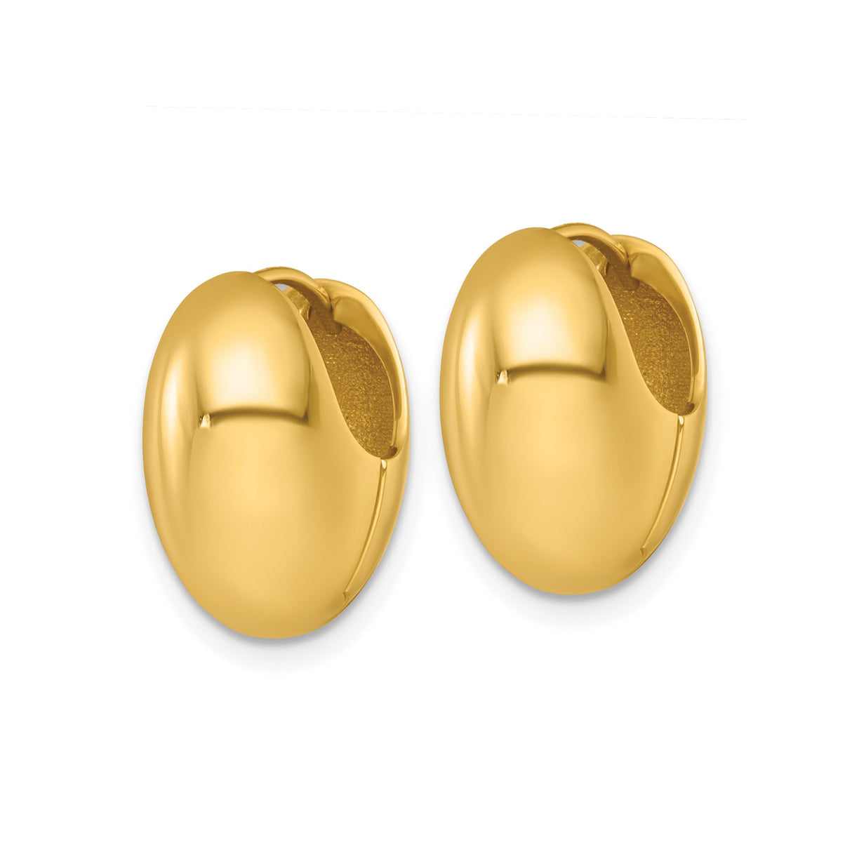 14k Yellow Gold Oval Hoop Earrings, Polished Finish, Minimalist Lightweight Design for Women