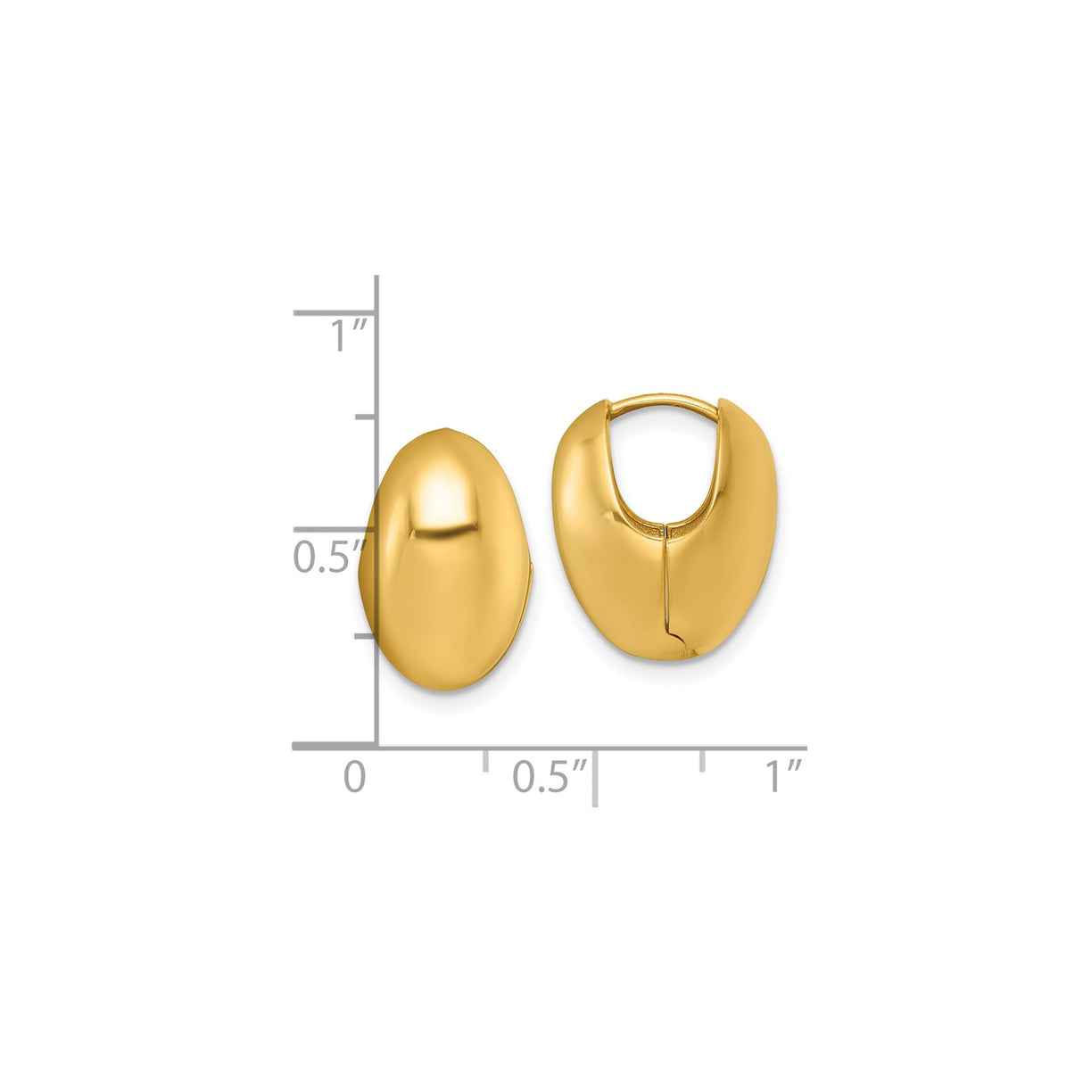 14k Yellow Gold Oval Hoop Earrings, Polished Finish, Minimalist Lightweight Design for Women