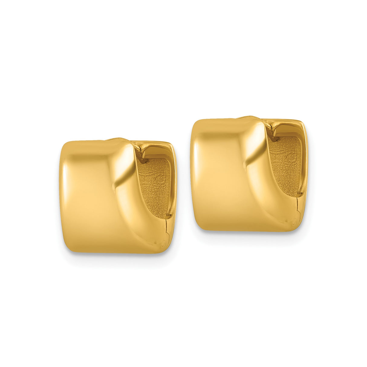 14k Yellow Gold Hoop Earrings with Bold Square Front and Geometric Design