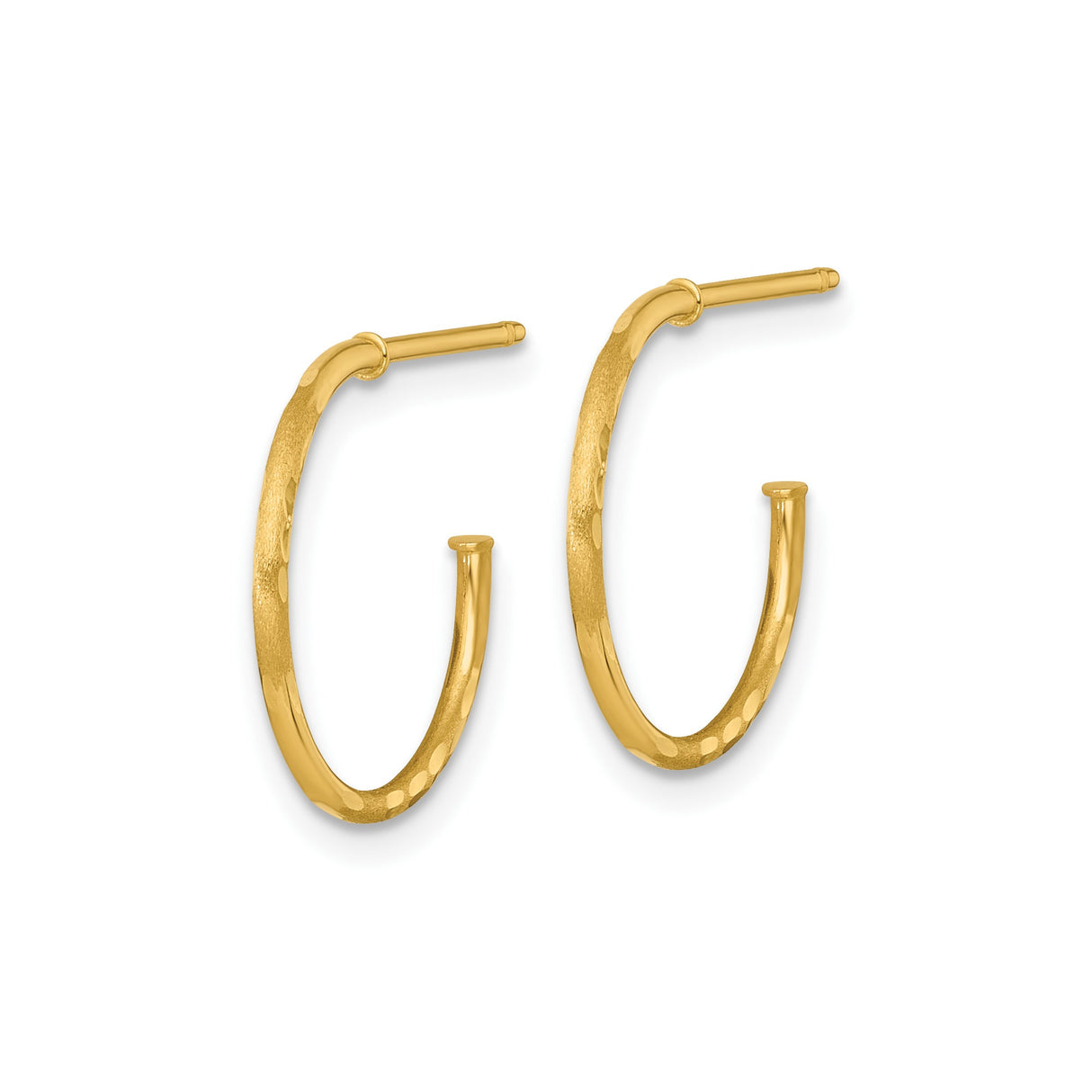 14k Yellow Gold Hoop Earrings, Twisted Texture C-Hoops, Lightweight Minimalist Design