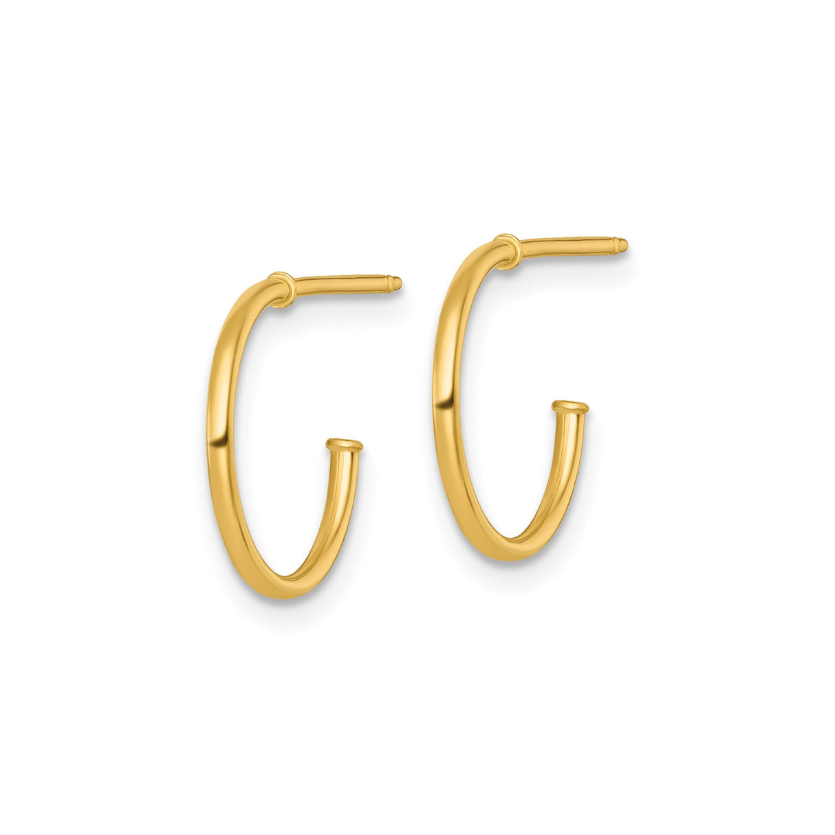 14k Yellow Gold Hoop Earrings, Polished Lightweight Round Design, Minimalist Everyday Style