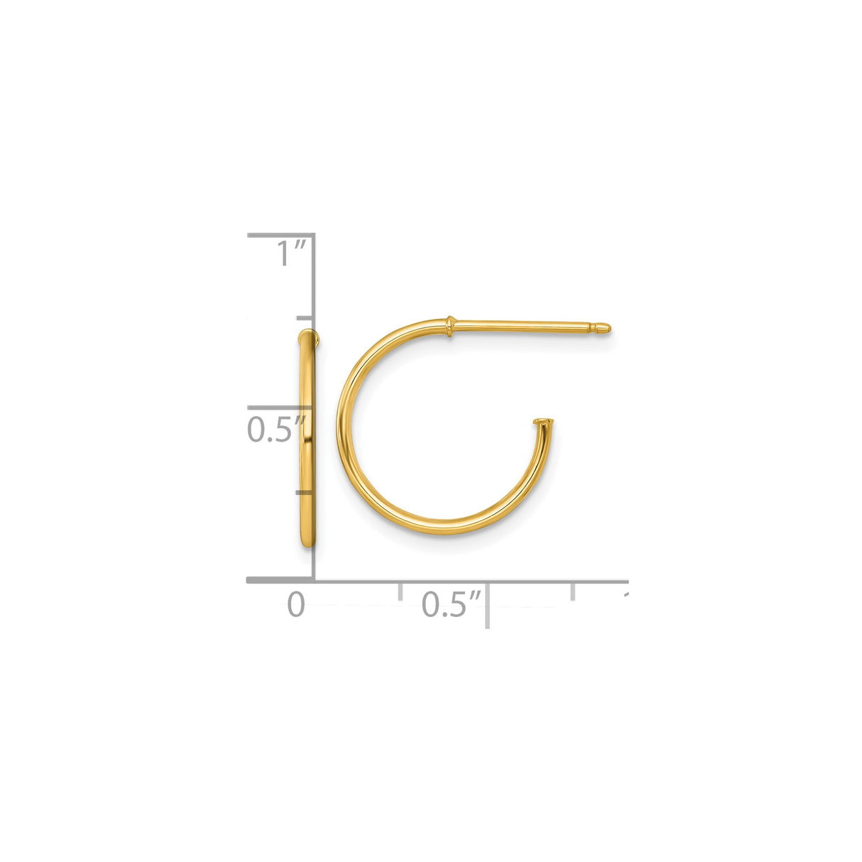 14k Yellow Gold Hoop Earrings, Sleek Polished Finish, Minimalist Lightweight Design for Women