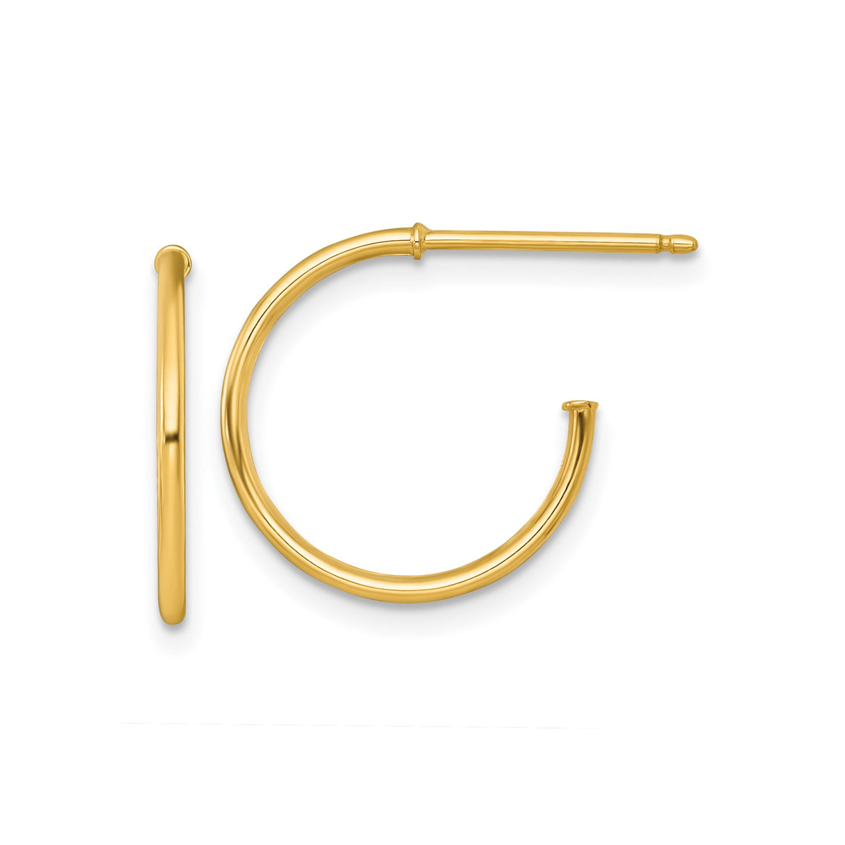 14k Yellow Gold Hoop Earrings, Sleek Polished Finish, Minimalist Lightweight Design for Women