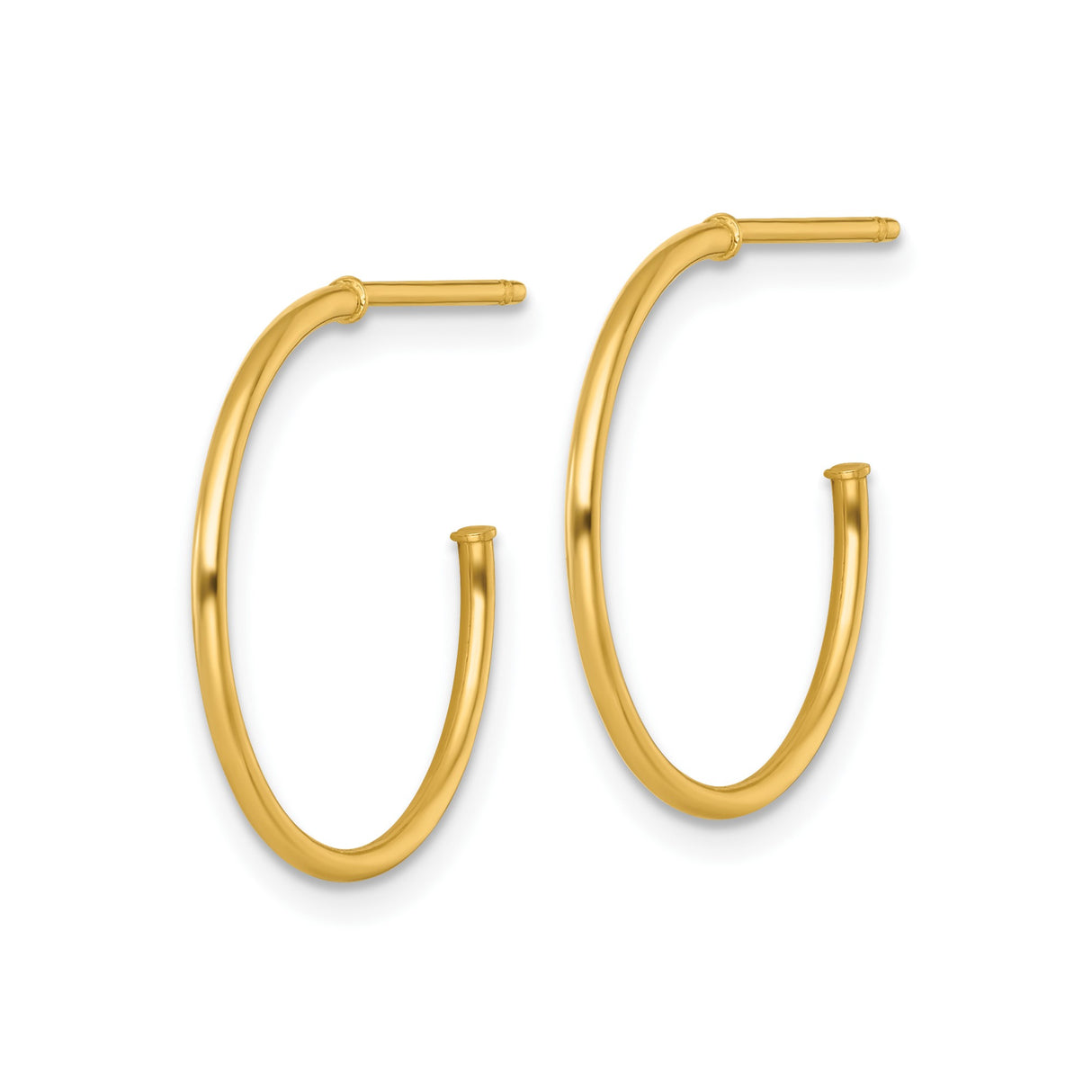 14k Yellow Gold Hoop Earrings, Solid Round Minimalist Design, Lightweight for Women