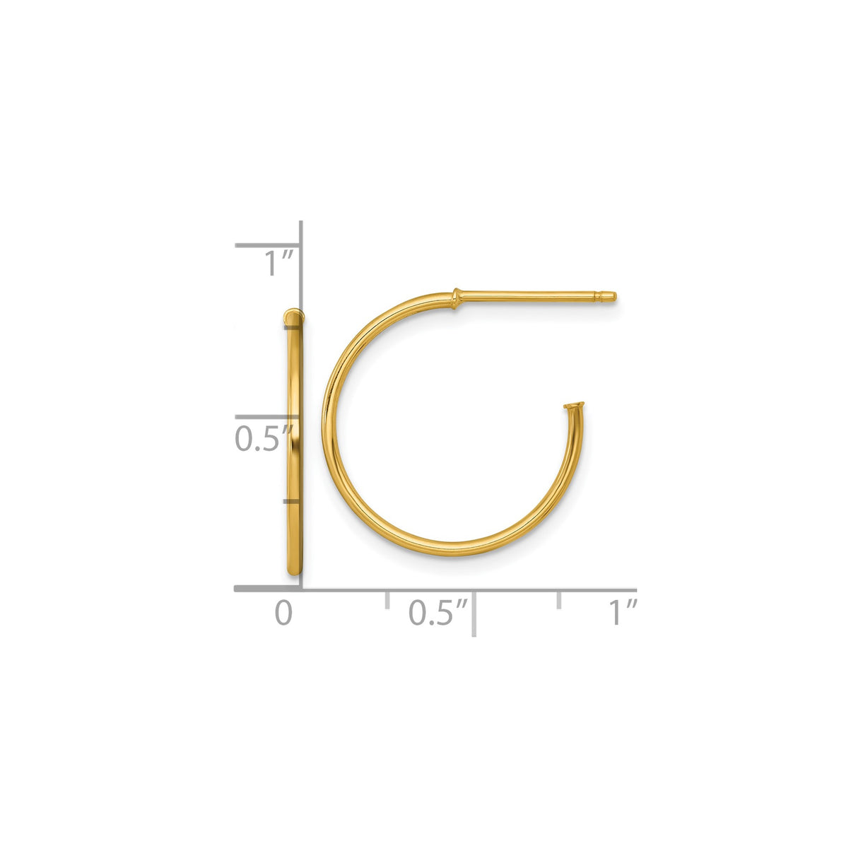 14k Yellow Gold Hoop Earrings, Solid Round Minimalist Design, Lightweight for Women