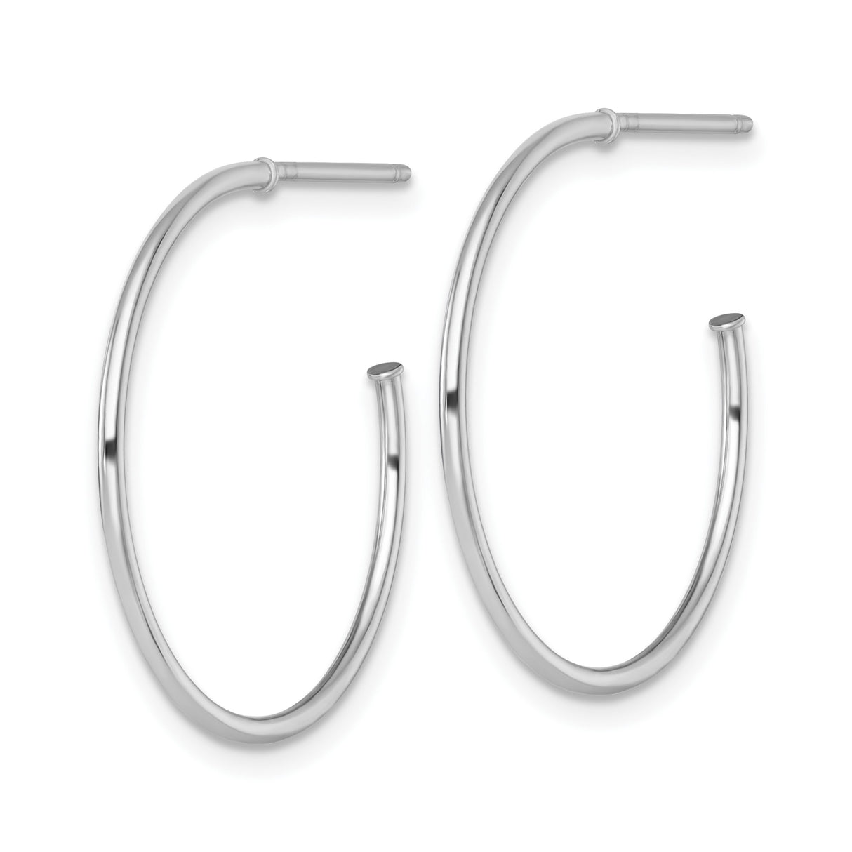 14k White Gold Hoop Earrings, Polished Round Lightweight Hoops, Minimalist Modern Design