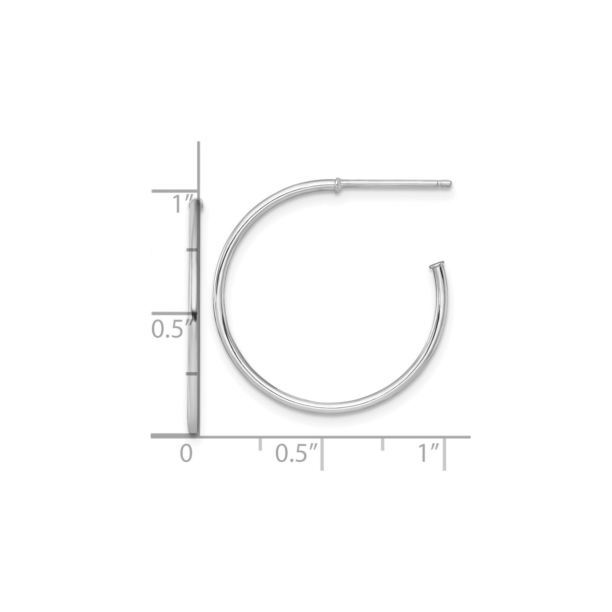 14k White Gold Hoop Earrings, Polished Round Lightweight Hoops, Minimalist Modern Design