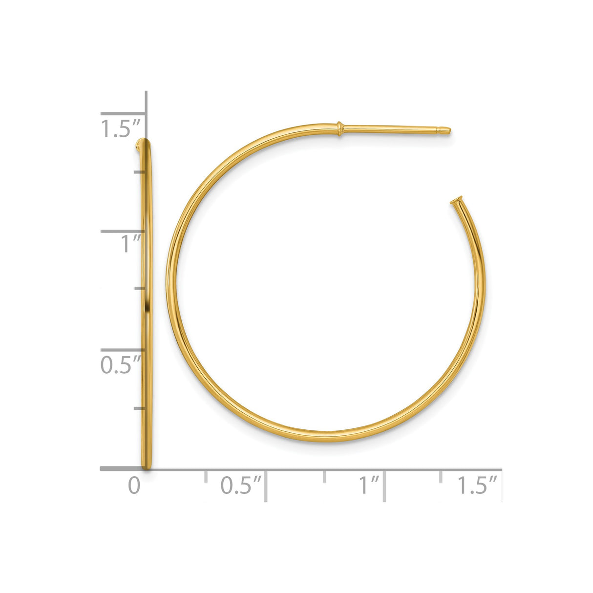 14k Yellow Gold Hoop Earrings, Lightweight Polished Design, Minimalist Round Style for Women