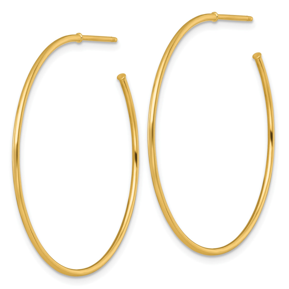 14k Yellow Gold Hoop Earrings, Large Polished Minimalist Style for Women