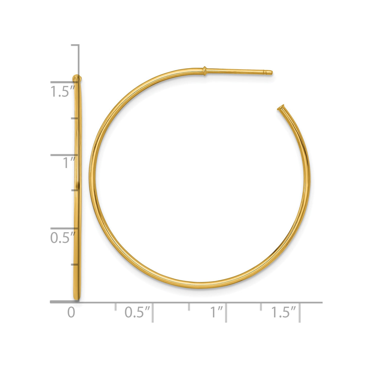 14k Yellow Gold Hoop Earrings, Large Polished Minimalist Style for Women