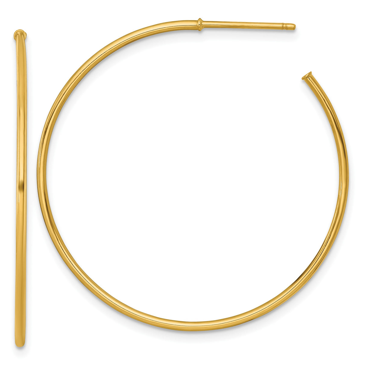 14k Yellow Gold Hoop Earrings, Large Polished Minimalist Style for Women