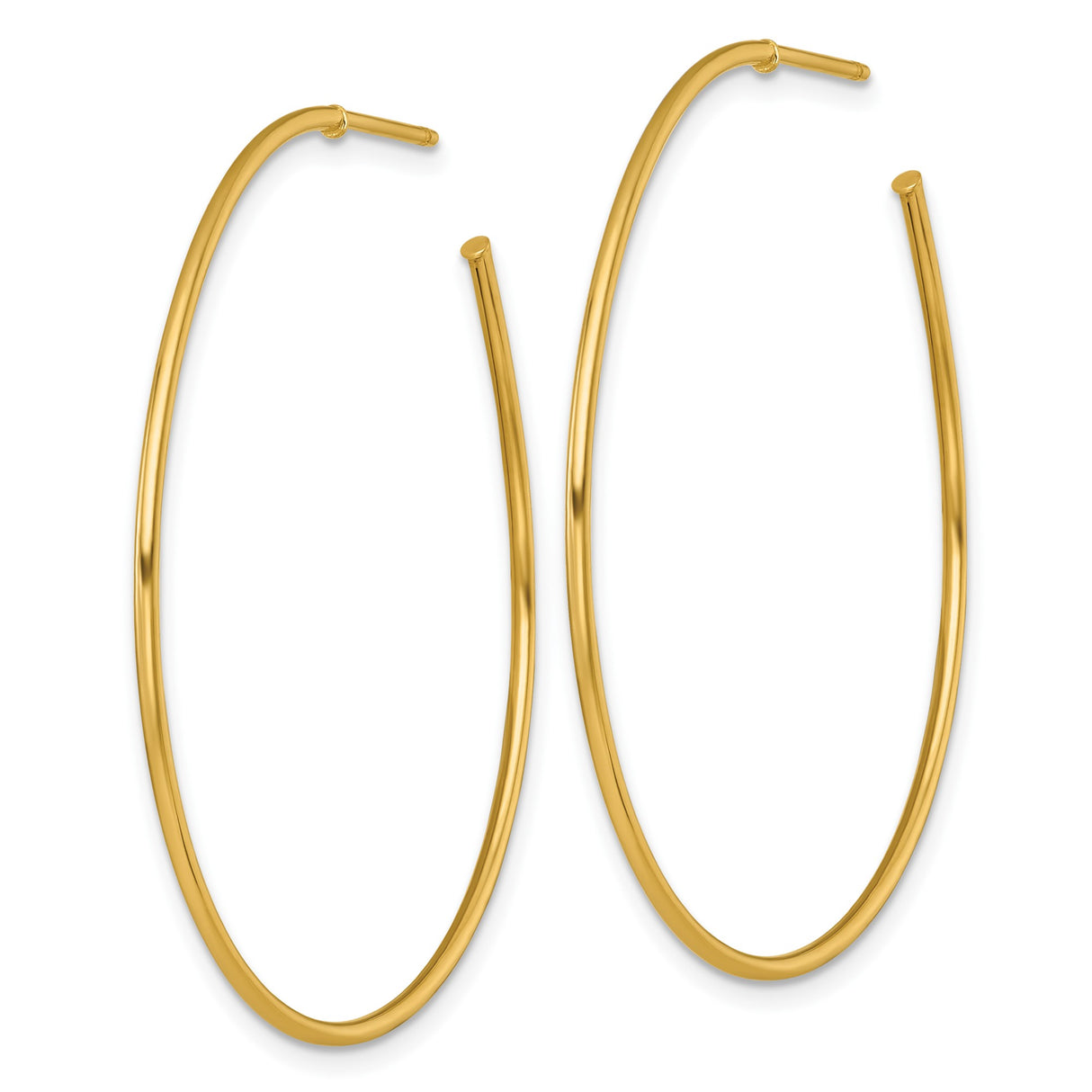 14k Yellow Gold Hoop Earrings, Medium Lightweight High-Polish Round Hoops for Women