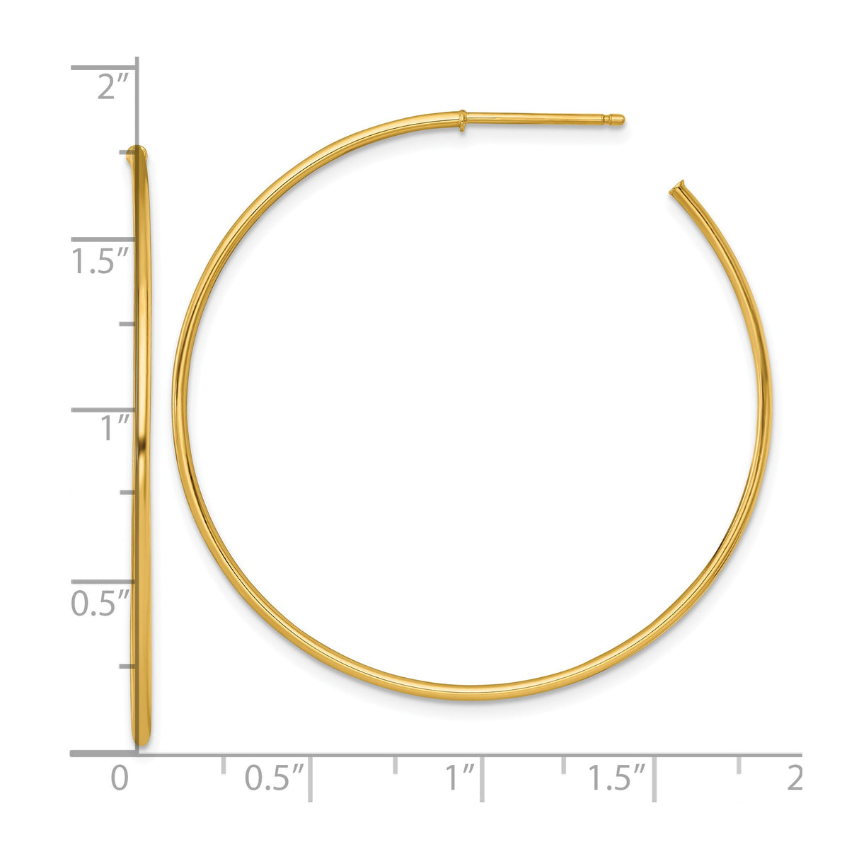 14k Yellow Gold Hoop Earrings, Medium Lightweight High-Polish Round Hoops for Women