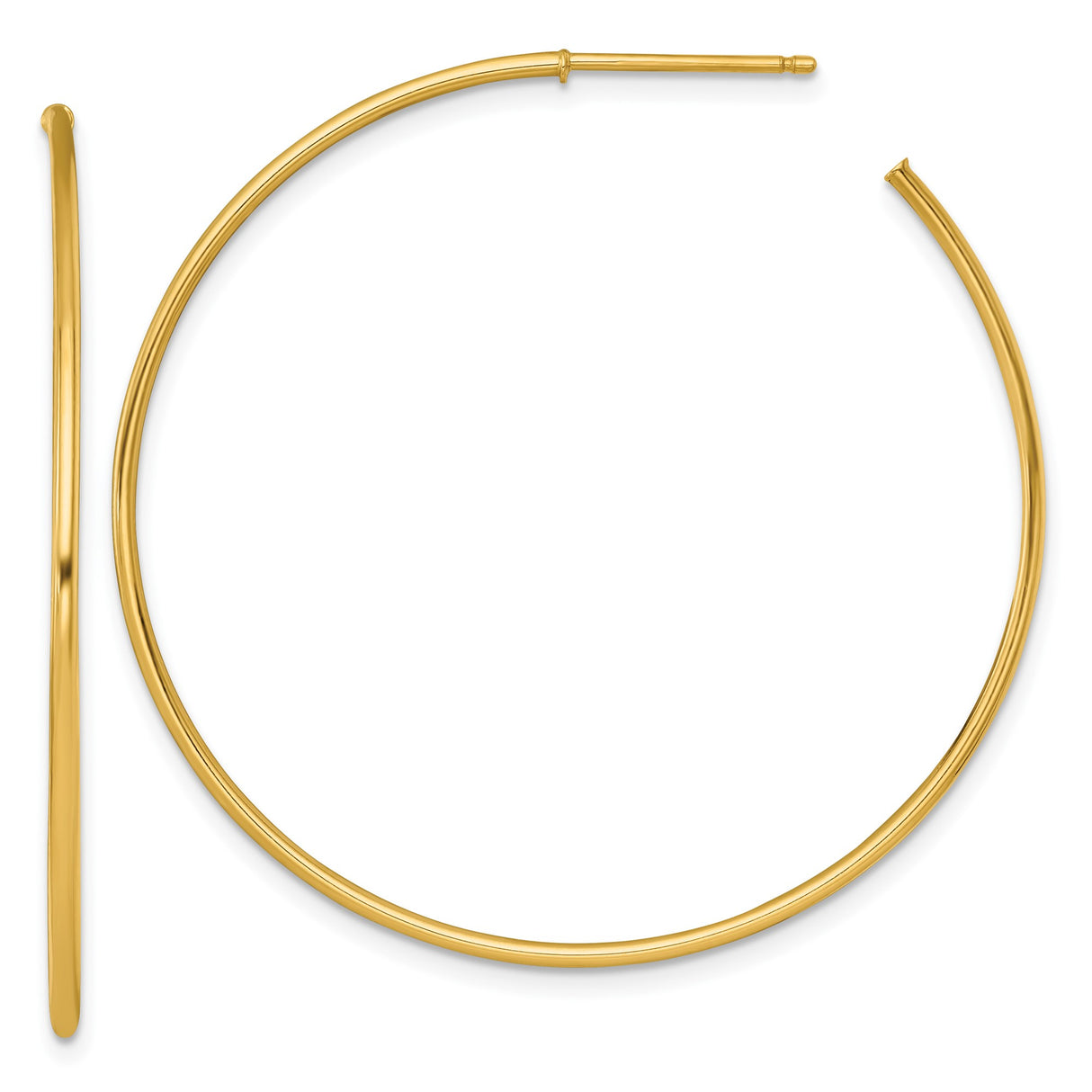 14k Yellow Gold Hoop Earrings, Medium Lightweight High-Polish Round Hoops for Women