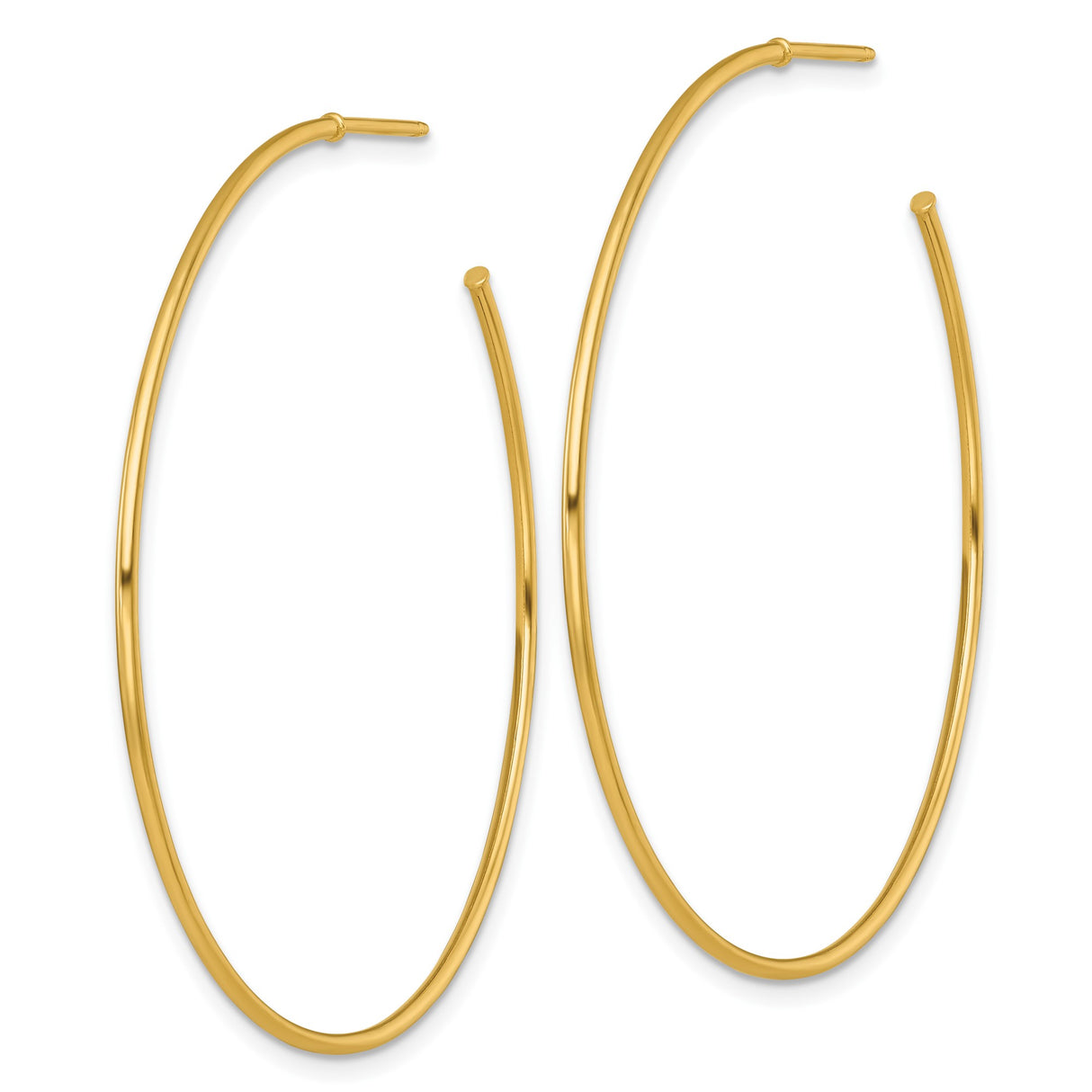14k Yellow Gold Hoop Earrings, Medium Round, Sleek Minimalist Design, Polished Finish