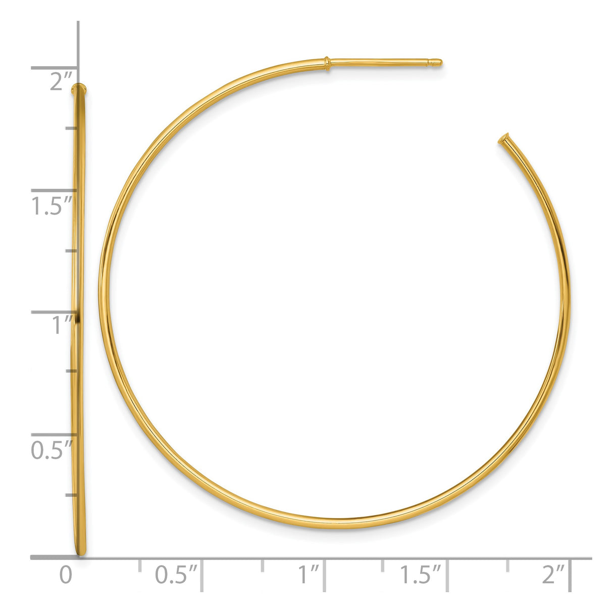 14k Yellow Gold Hoop Earrings, Medium Round, Sleek Minimalist Design, Polished Finish