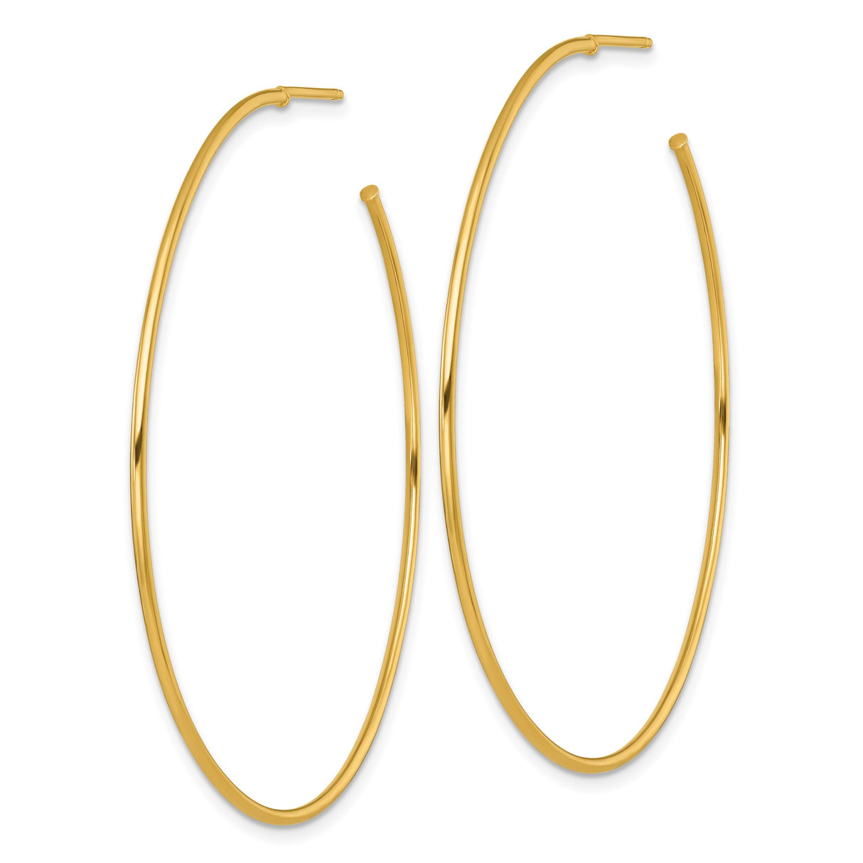14k Yellow Gold Hoop Earrings, Large Lightweight Smooth Polished Minimalist Round Design