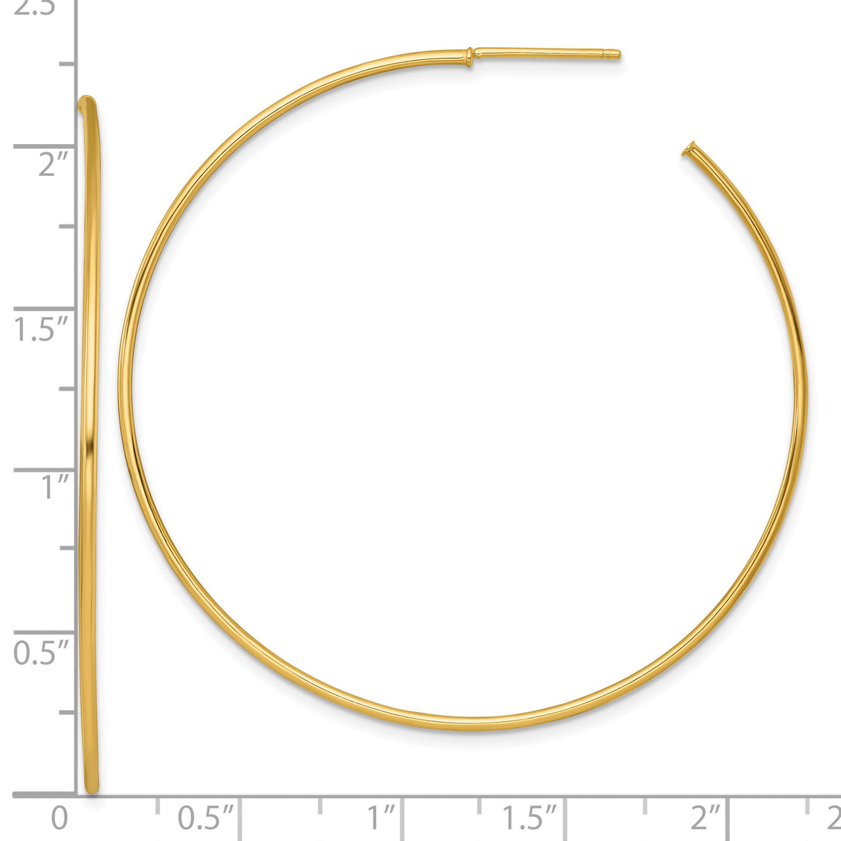 14k Yellow Gold Hoop Earrings, Large Lightweight Smooth Polished Minimalist Round Design