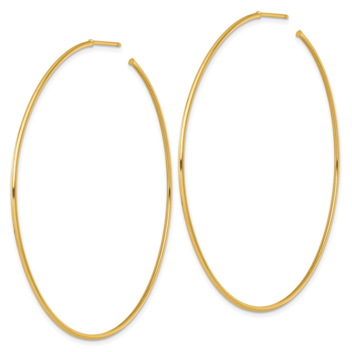 14k Yellow Gold Large Hoop Earrings, Sleek Minimalist Design for Women