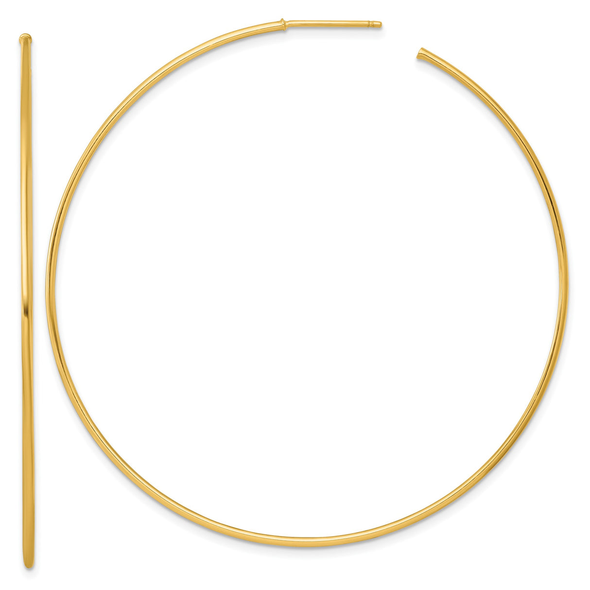 14k Yellow Gold Large Hoop Earrings, Sleek Minimalist Design for Women