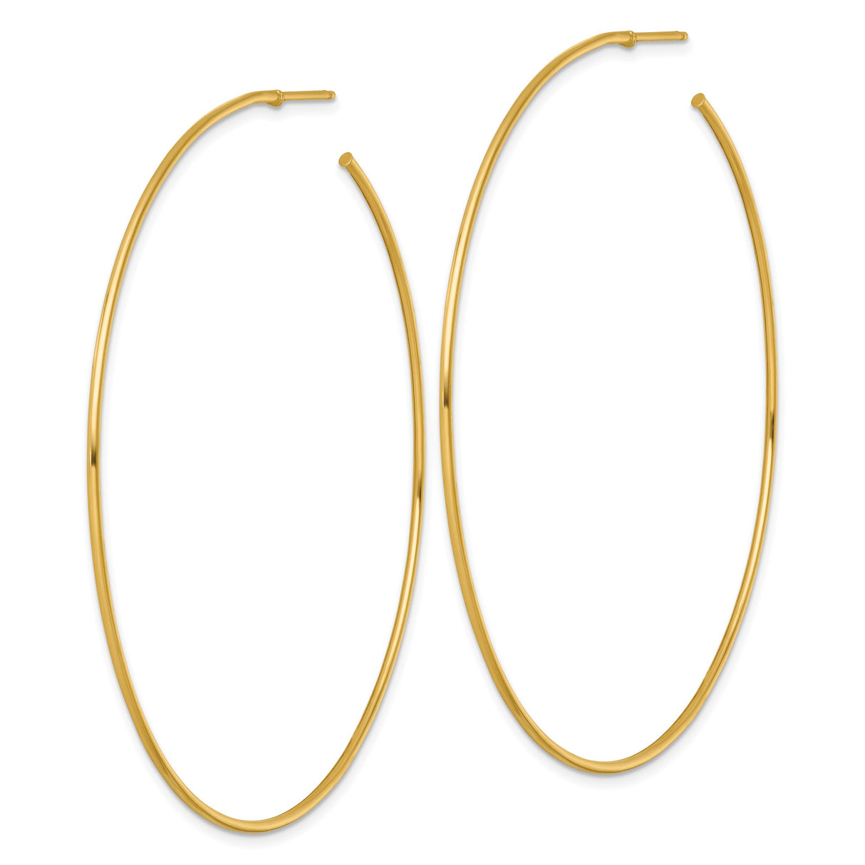 14k Yellow Gold Hoop Earrings, Thin Minimalist Open Design, Lightweight Polished Style