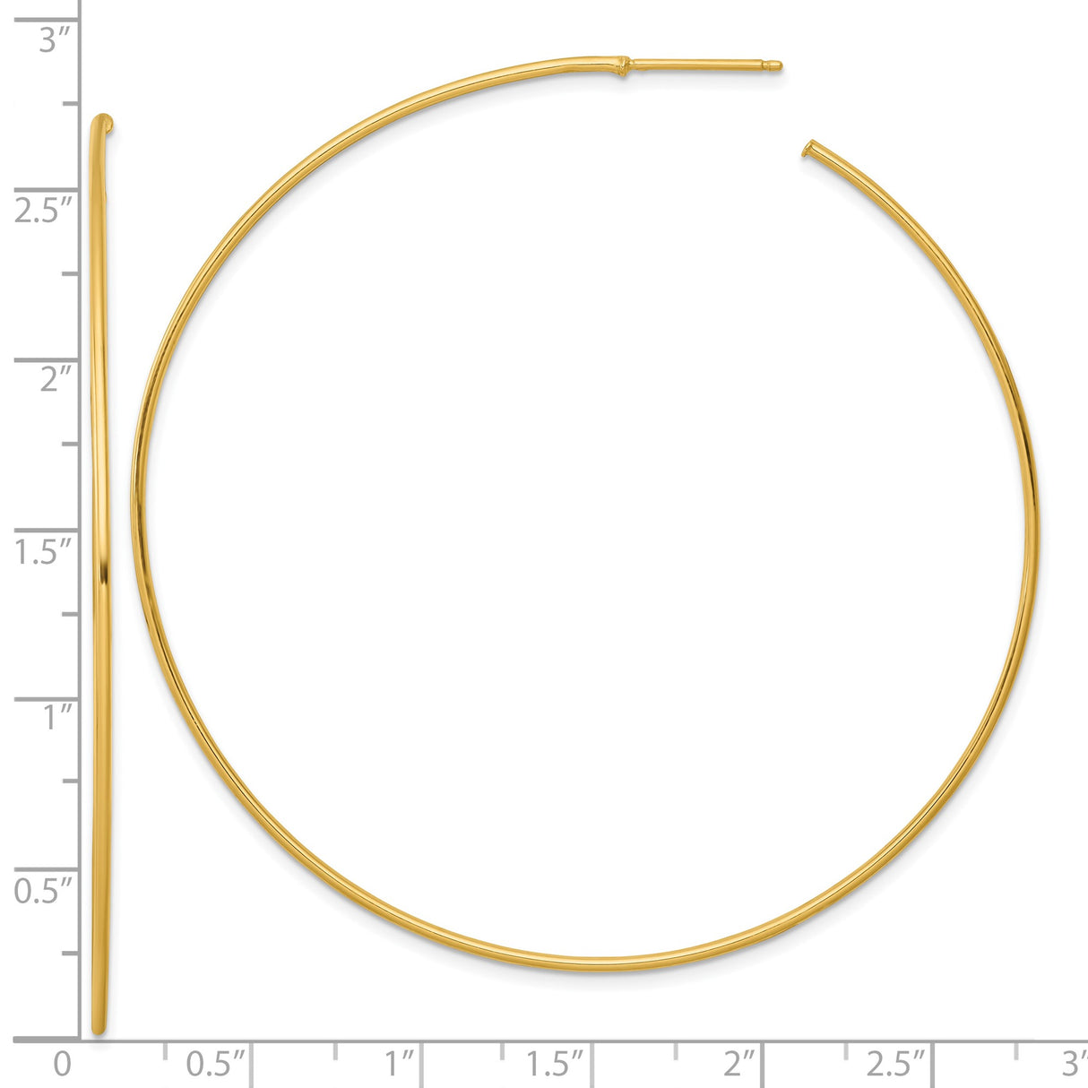 14k Yellow Gold Hoop Earrings, Thin Minimalist Open Design, Lightweight Polished Style