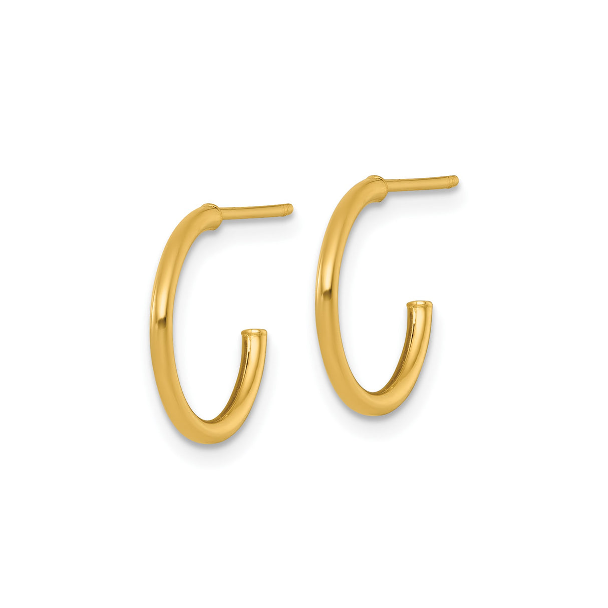 14k Yellow Gold Hoop Earrings, Small Lightweight Round Polished Hoops for Women