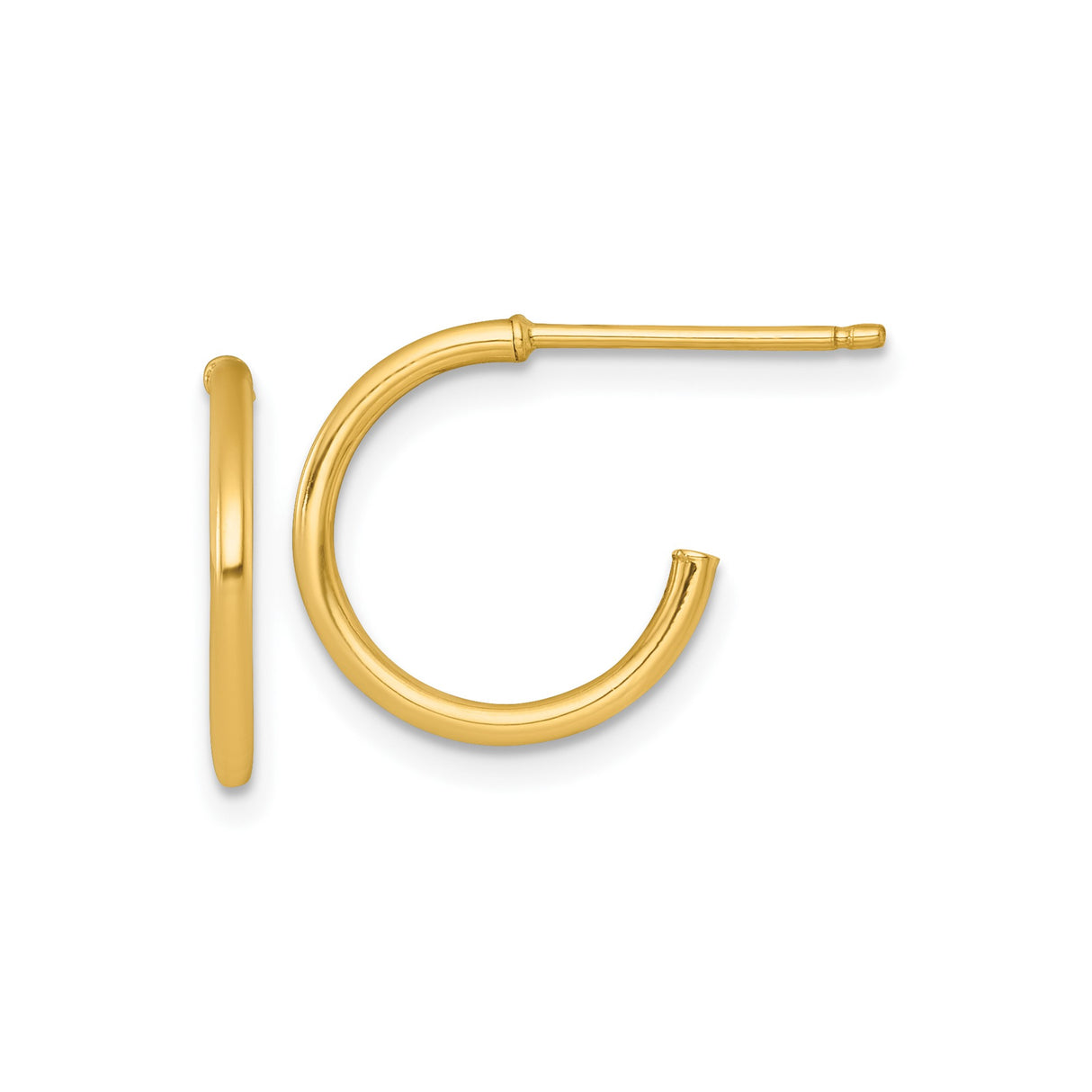 14k Yellow Gold Hoop Earrings, Small Lightweight Round Polished Hoops for Women