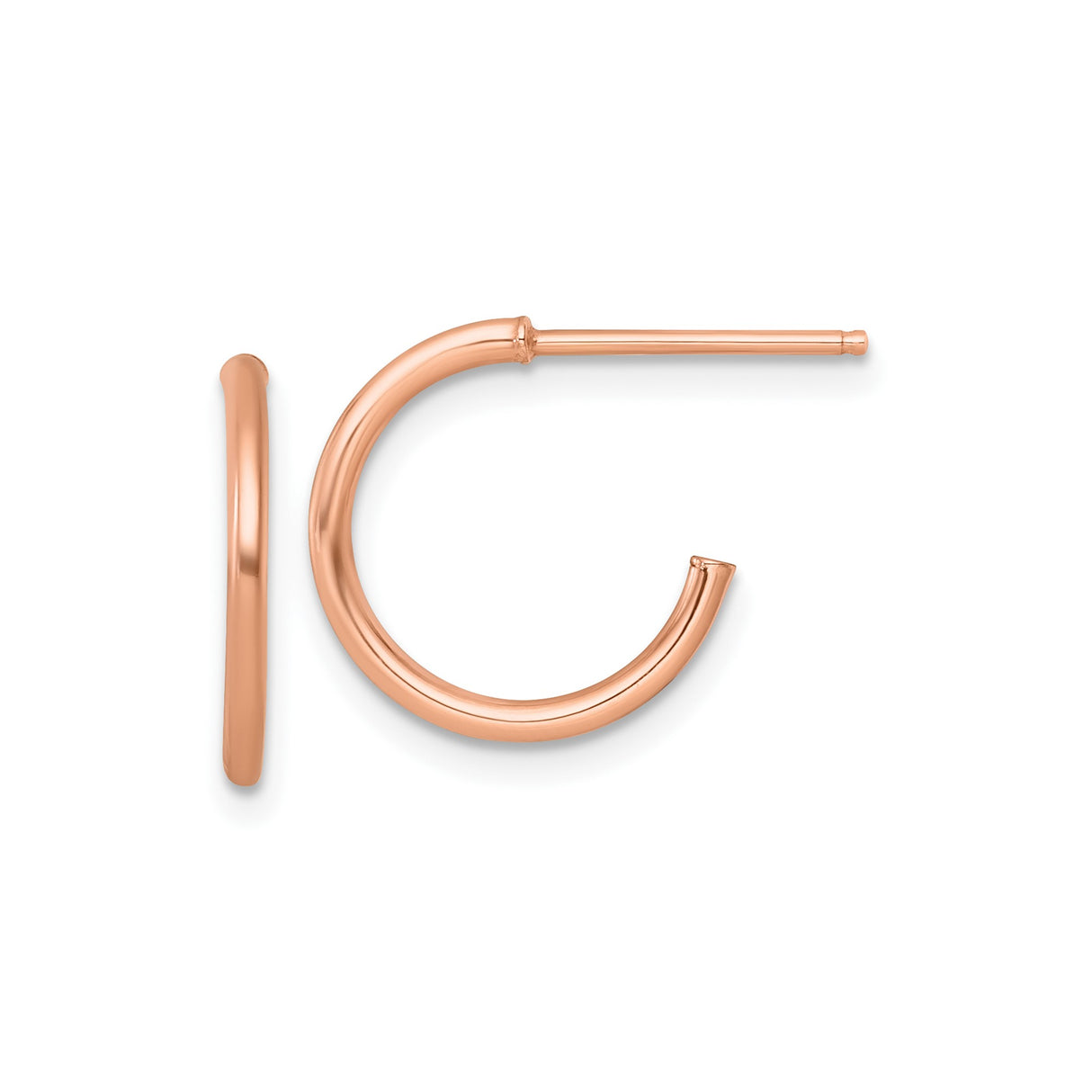 14k Rose Gold Small Hoop Earrings, Polished Minimalist Style for Women