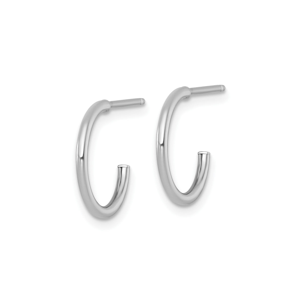 14k White Gold Hoop Earrings, Small Polished Round Hoops in Minimalist Style for Women