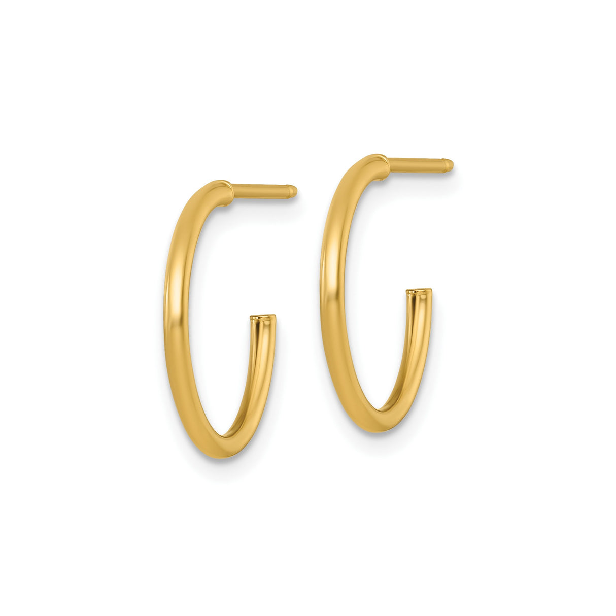 14k Yellow Gold Hoop Earrings, Small Lightweight Polished Design, Minimalist Unisex Style