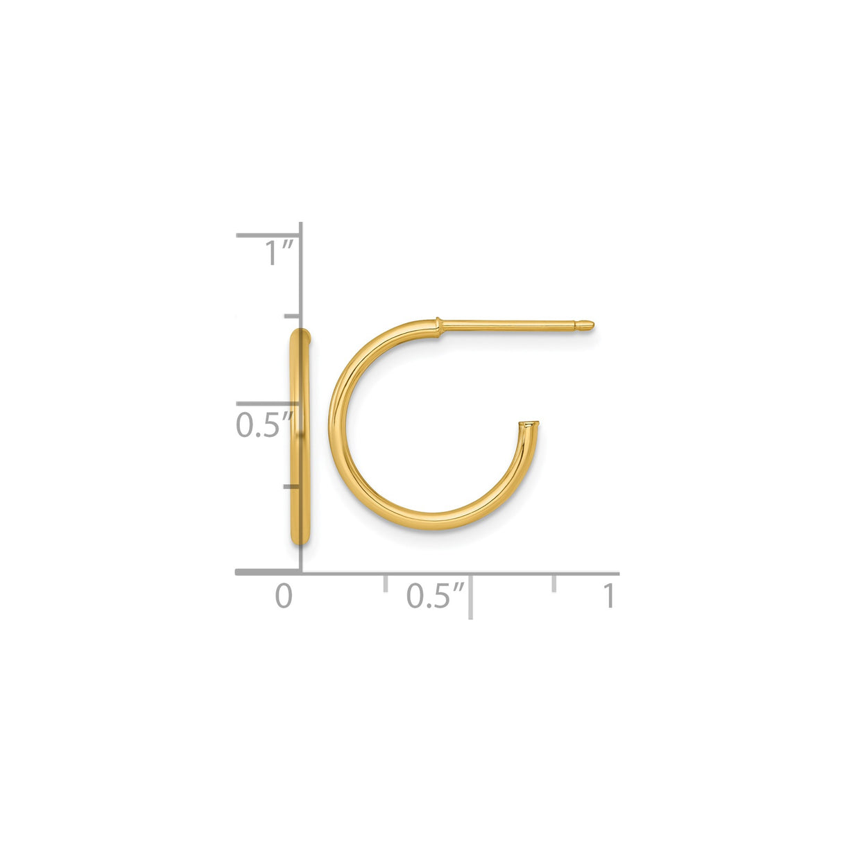 14k Yellow Gold Hoop Earrings, Small Lightweight Polished Design, Minimalist Unisex Style