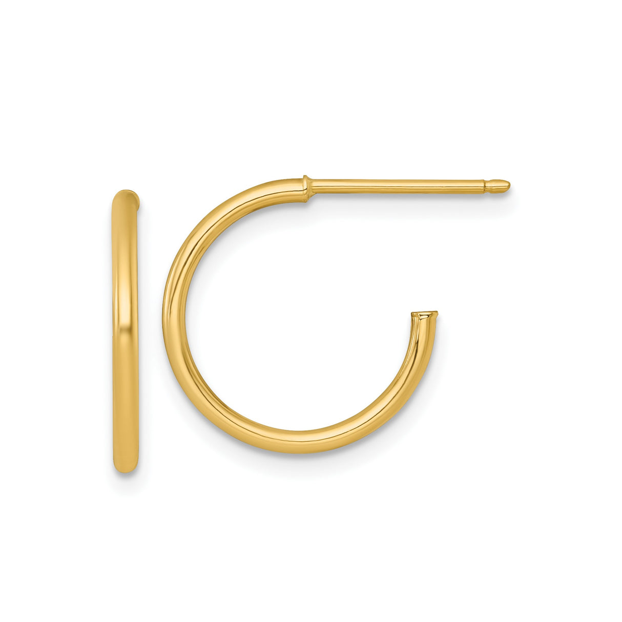 14k Yellow Gold Hoop Earrings, Small Lightweight Polished Design, Minimalist Unisex Style