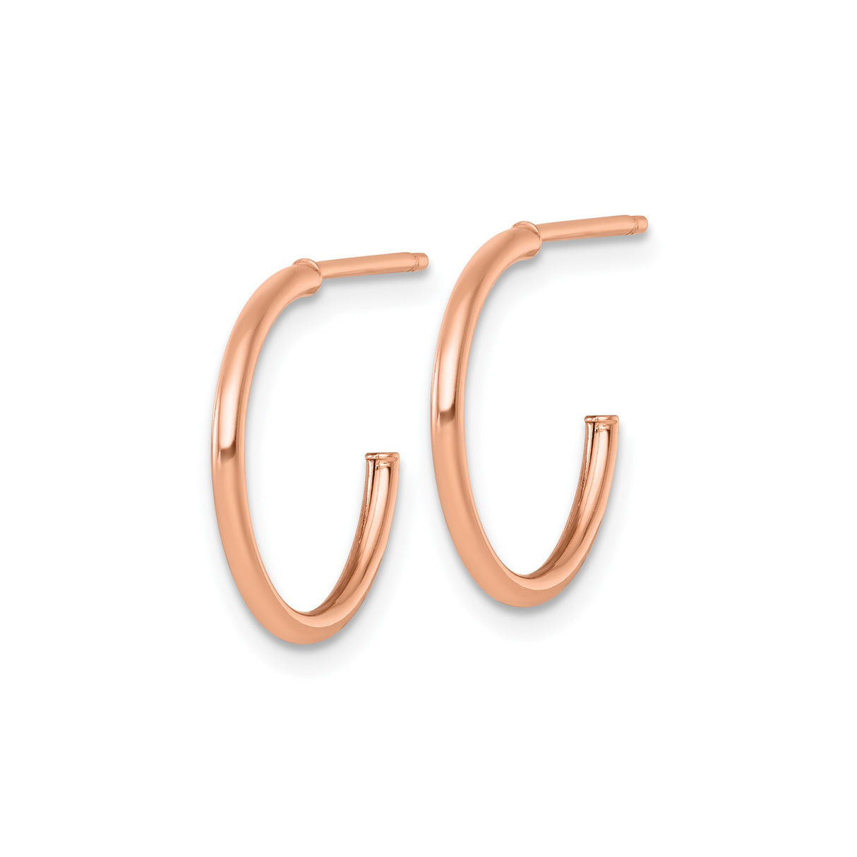 14k Rose Gold C-Hoop Post Earrings, Polished Minimalist Design for Women