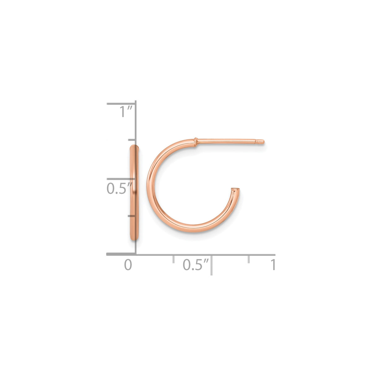 14k Rose Gold C-Hoop Post Earrings, Polished Minimalist Design for Women