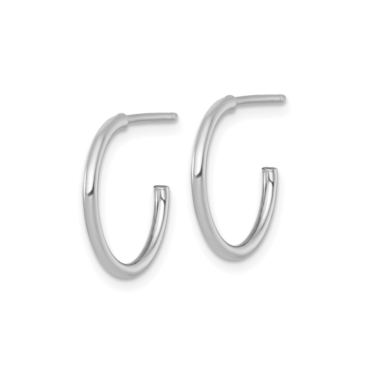 14k White Gold Hoop Earrings, Medium Size with Smooth High Polish Finish, Classic Minimalist Design