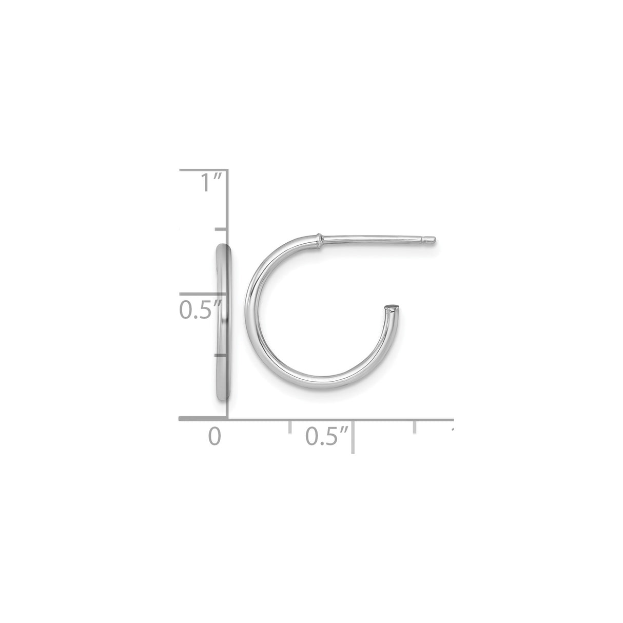 14k White Gold Hoop Earrings, Medium Size with Smooth High Polish Finish, Classic Minimalist Design